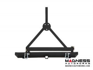 Jeep Wrangler JK SRC Classic Bumper w/ D-Rings & Hitch w/ Tire Carrier - Rear - Black Textured
